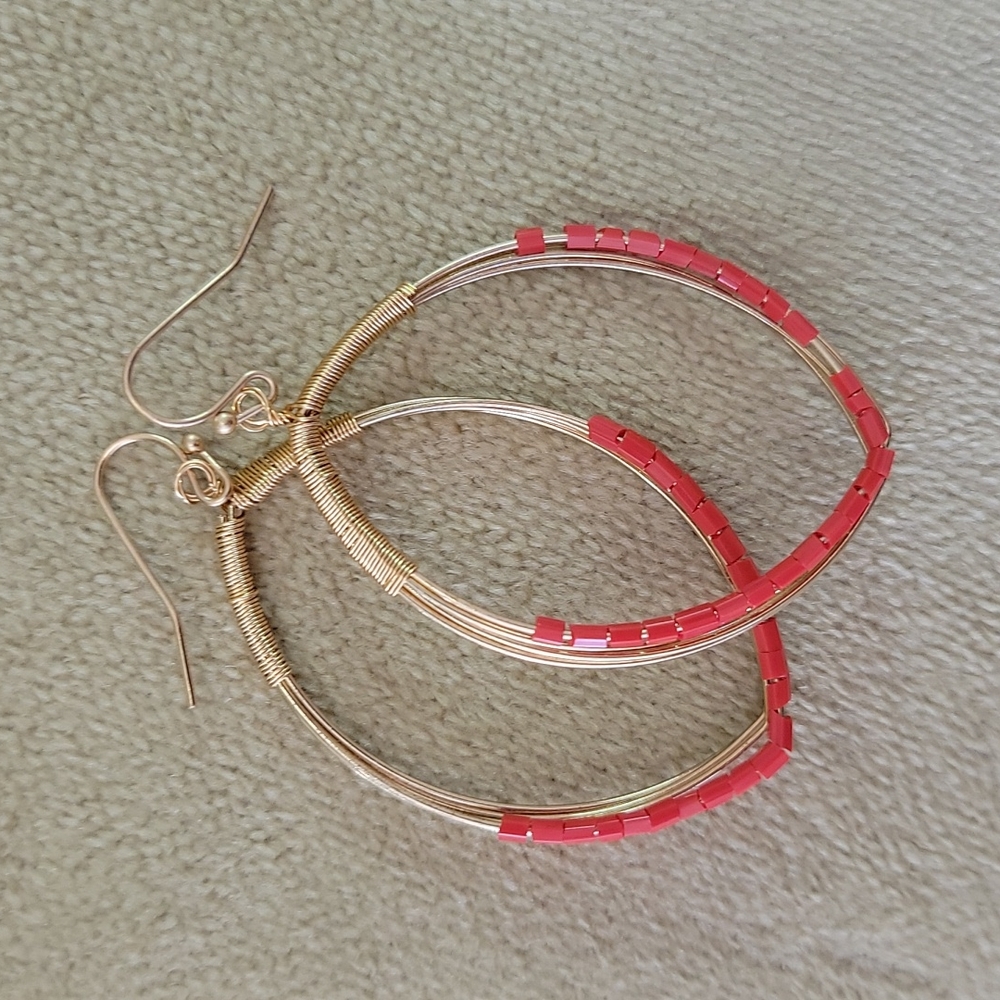 Gold & Coral Earrings